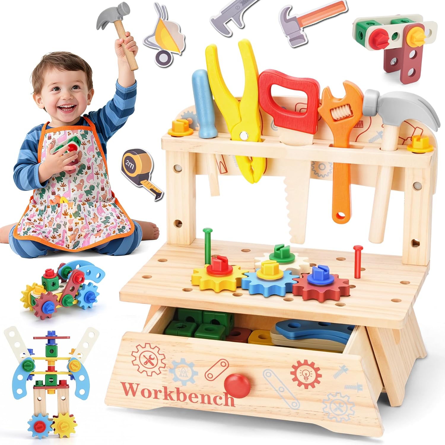 Wooden Tool Bench for Kids,Mon - огляд і ціна Gardening Tools Toddler