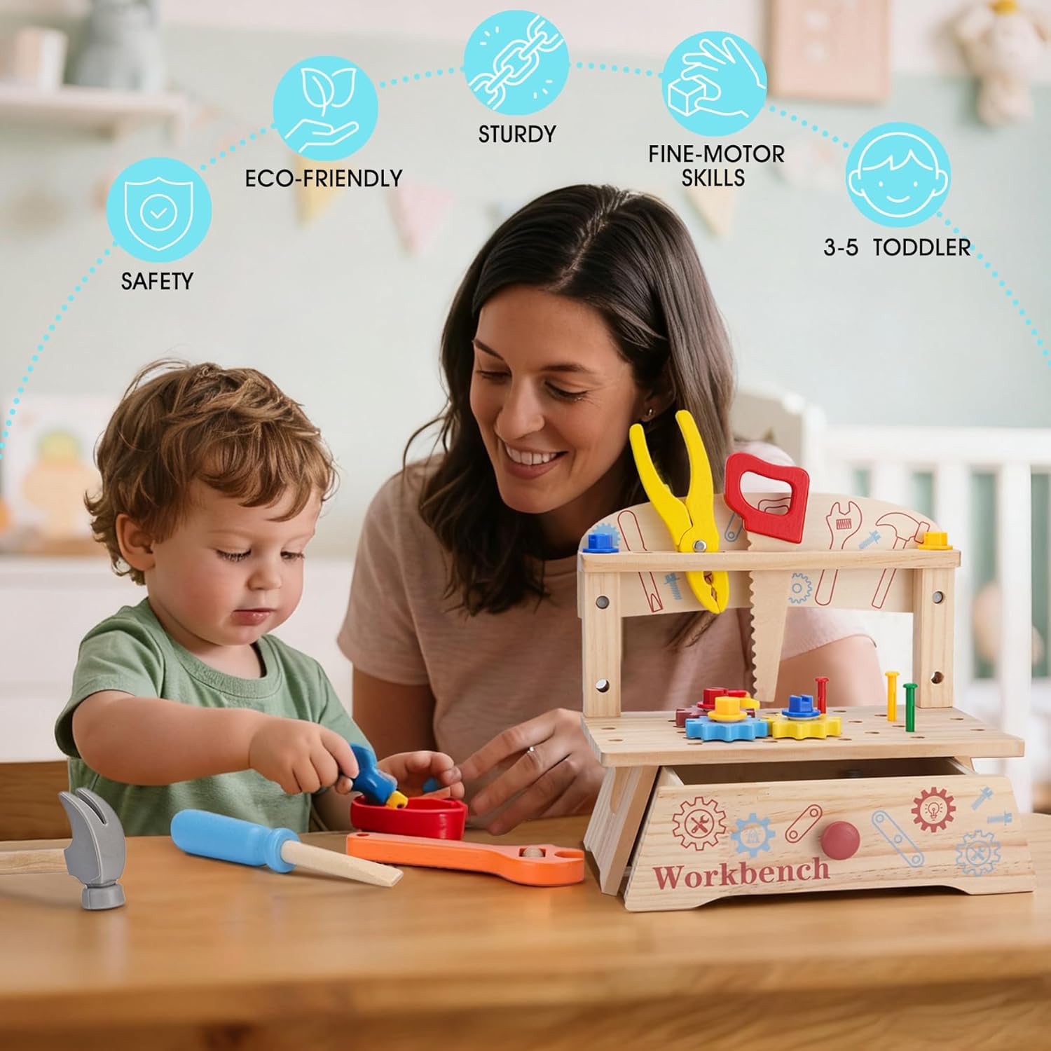 Wooden Tool Bench for Kids,Mon - огляд і ціна Gardening Tools Toddler
